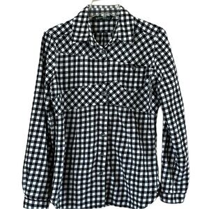 Woolwich Black-and-White Plaid Button-Down Top Size Medium Long Sleeves
